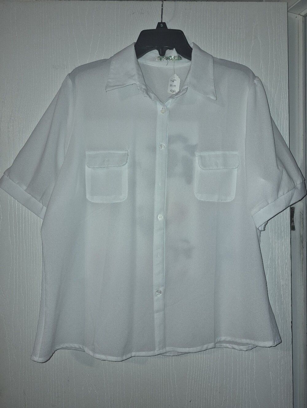ire Short-Sleeve Button-Up Blouse